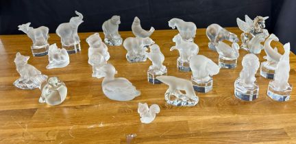 Selection of frosted glass animal figures to include Goebel and Natchmann tallest figure measures