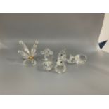 Selection of 6 Swarvoski glass figures includes Butterfly, lamb, rhino etc