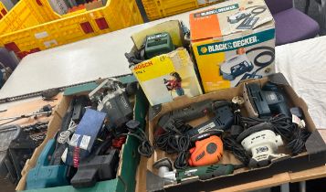 Job lot of of power tools includes 2 wall paper strippers, 9 sanders 1 router, 1 janik, all in