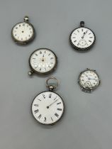 4 Silver cased pocket/ fob watches and a Dela wrist watch face