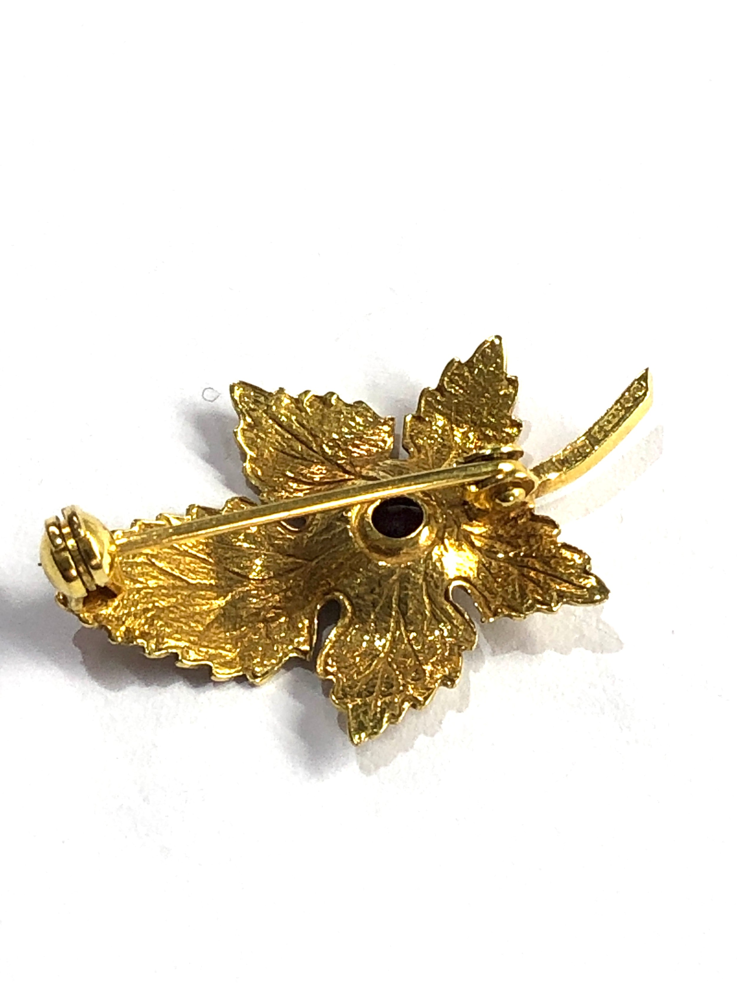 9ct gold garnet leaf brooch 2.4g - Bild 3 aus 3