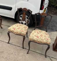 Pair of mahogany inlaid hall chairs