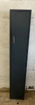 Metal gun cabinet with key measures approx 59 inches tall by 9 deep and 11 wide