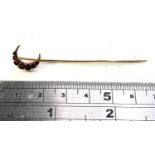 9ct gold antique garnet crescent stick pin weight 2.5g