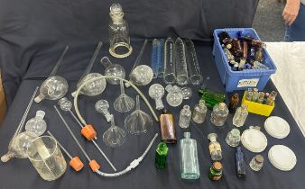Large selection of vintage and later glass tubes, perfume bottles etc