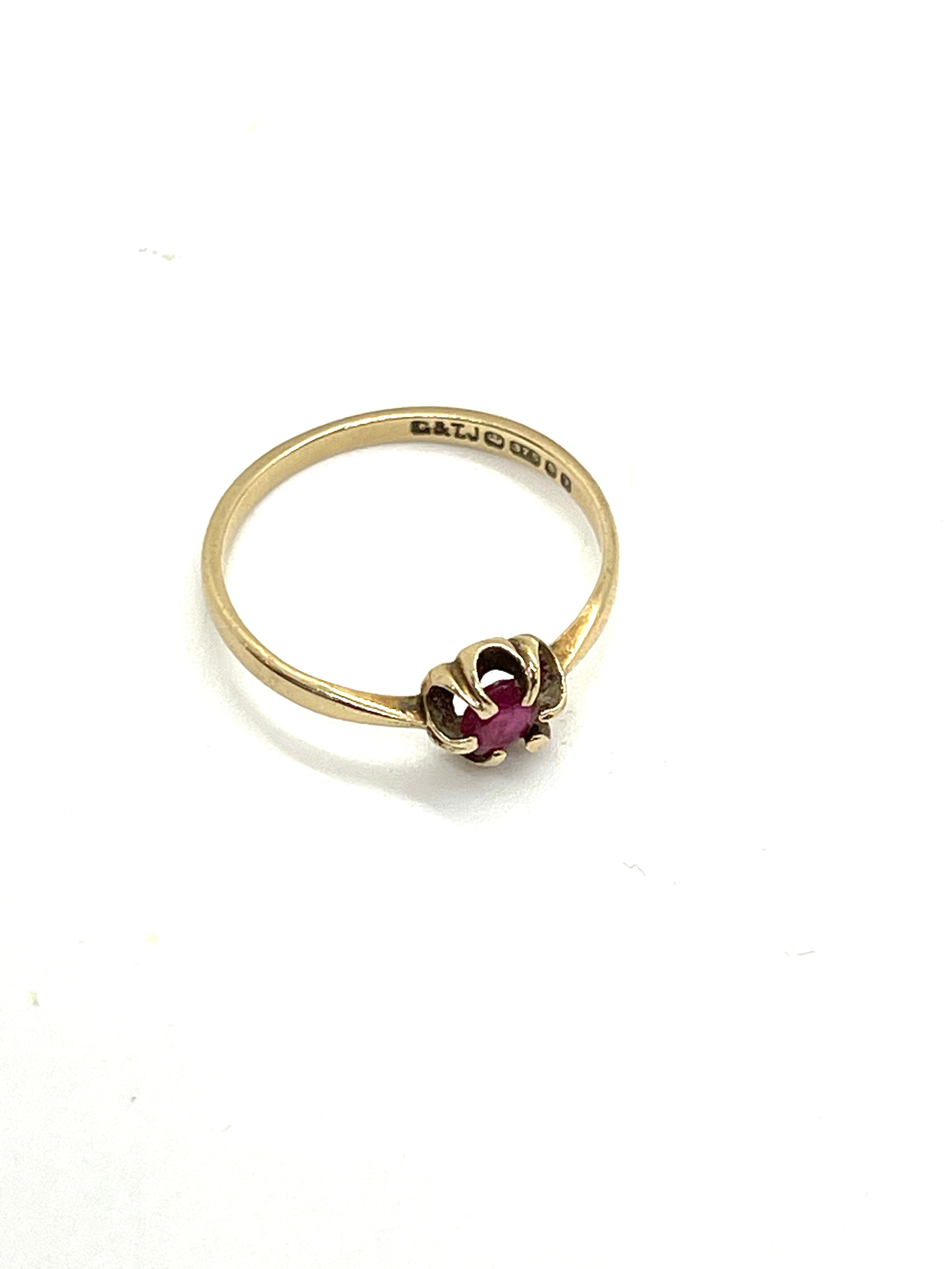 9ct gold ruby stone set ring, ring size M, overall weight 1.1g - Bild 4 aus 5