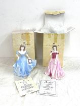 Two Coalport lady figures with box, includes ladies of fashion Pamela and Sarah