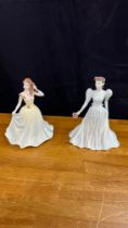 Two Coalport lady figures 'Ladies of Fashion' Jean and Marie. Tallest measures approx 8 inches tall