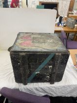 Vintage wooden travel crate, measures approximately 20 inches wide 17 inches depth 18 inches tall