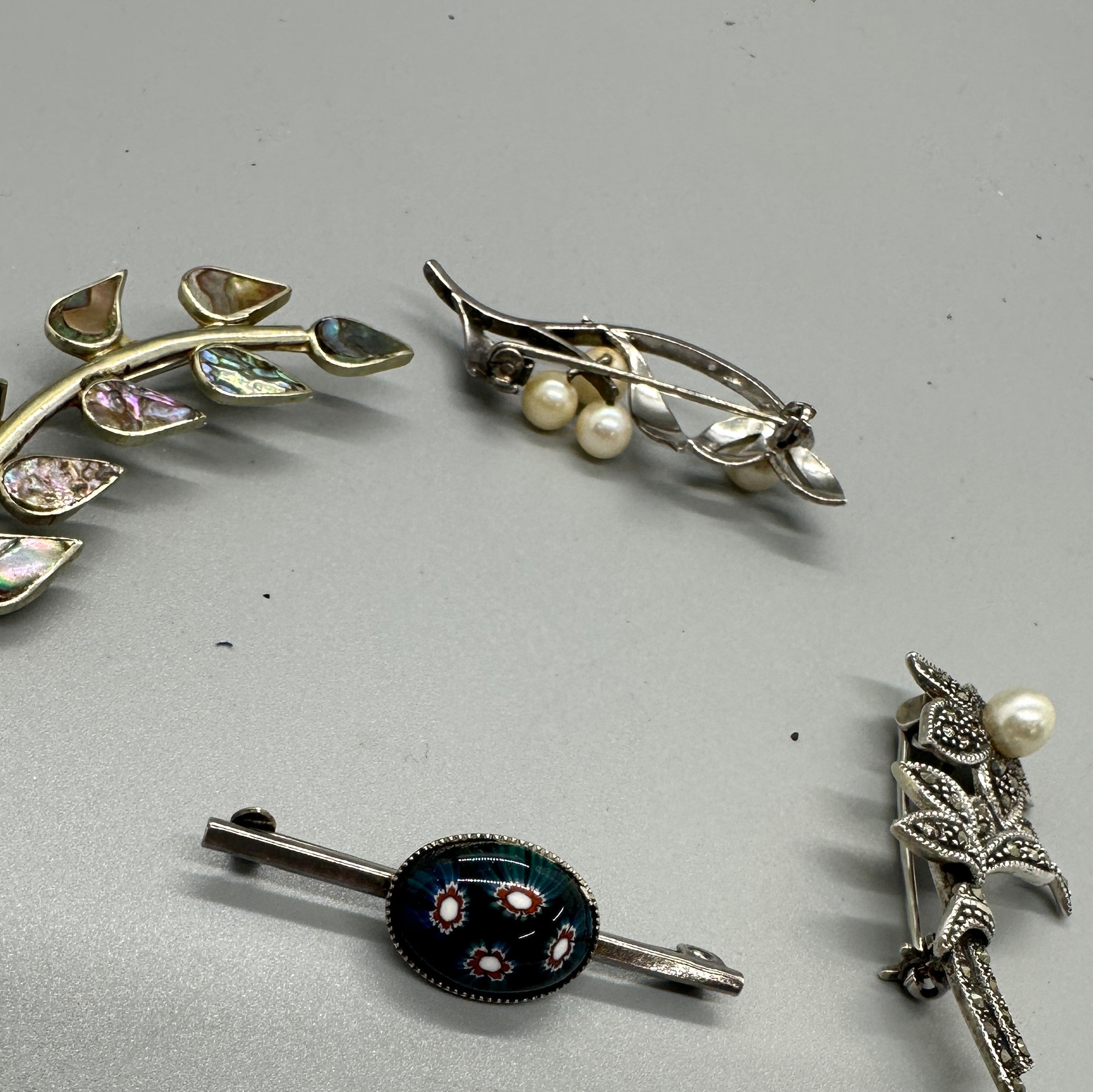 Selection of silver jewellery includes marcasite, abalone stone etc - Bild 3 aus 4