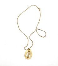 14ct gold statue of liberty pendant on a 14ct gold chain, overall weight 3.8, length of chain 21cm