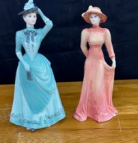 Two Coalport lady figures from the 'Chantilly Lace' Collection Lace and Silk tallest measures approx