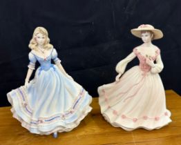 Two Coalport lady figures from the ' Age of Romance' Collection Danby mint first love and Jean