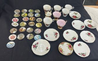 Selection of miniature centenary plates, selection of collectors cups and saucers to include Paragon