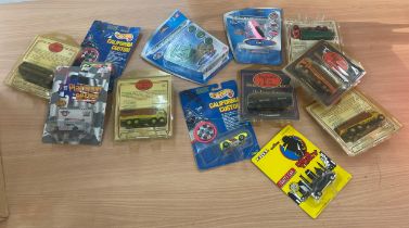 Large selection of vintage and later cars includes Thunder birds, Hot Wheels etc