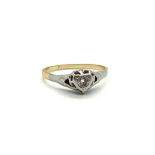 18ct gold diamond heart ring, ring size H , overall weight 1.9