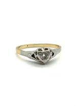 18ct gold diamond heart ring, ring size H , overall weight 1.9