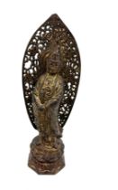 Chinese gilt metal figure, Kwan Yin Guan Yin buddha statue, approximate height 27cm