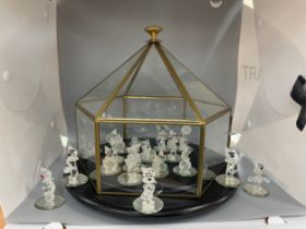 Vintage Terrarium with a selection of glass clown figurines marked A/B