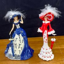 The Hamilton Collection Of Blue Willow Lady Collection and Vision of Remembrance poppy Lady figure