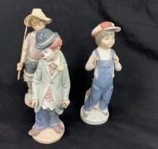 3 Lladro boy figures includes Circus sam, Boy fishing etc A/F