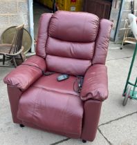 Ox blood faux leather reclining chair, working order