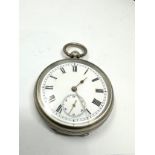 Silver open face pocket watch the watch is ticking