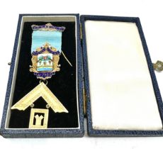 Boxed silver masonic jewel Mossley lodge no 7985