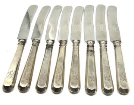 8 large Silver handle Rostfrei Ludwig Zimmer Arrow Solingen Antique Dinner Knives silver