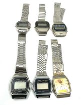 selection of 6 vintage digital wristwatches inc casio belstar sekonda & identity all untested