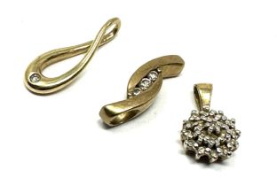 3x 9ct gold diamond pendants (1.7g)