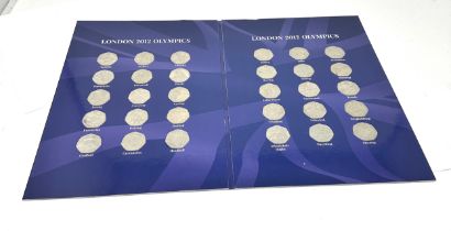 British 50p Sports Coins London Olympics 2012 Circulated within folder 30 coins