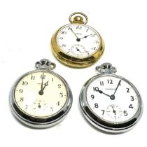 3 vintage pocket watches includes 2 ingersol & smiths all wind and tick