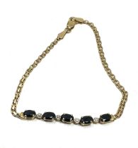 9ct gold sapphire & diamond bracelet (2g)