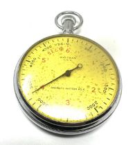 A Waltham USA WWII Admiralty issue stopwatch, pattern number six, with military arrow and numbered