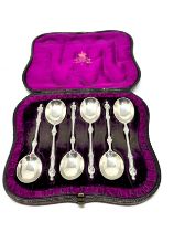 Victorian boxed set of 6 apostle tea spoons weight 86g