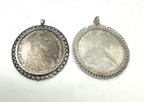 2 pendant framed M.Theresiad silver coins