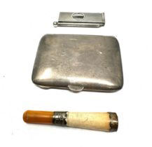 silver cigarette case cheroot holder & cigar cutter