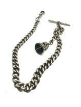 An antique silver Albert chain with fob (57g)