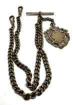 Antique silver double albert watch chain & fob 58g