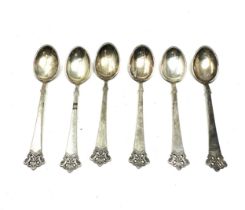 6 scandinavian silver tea spoons