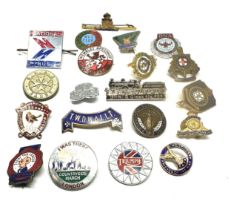 selection of vintage enamel badges inc speedway miloitary etc