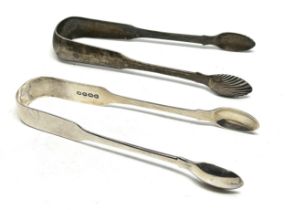 2 georgian silver sugar tongs