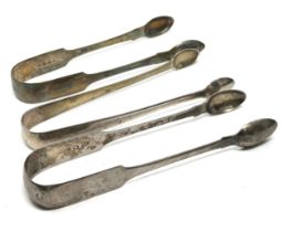 3 georgian silver sugar tongs