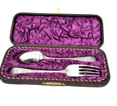 Antique boxed e.p.n.s spoon & fork