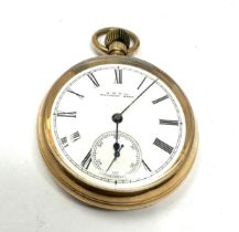 rolled gold open face waltham pocket watch the watch is ticking