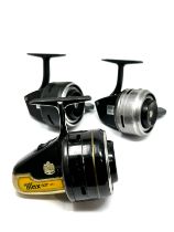 Selection of 3 vintage Abu fishing reels inc gold max 507 abu 507m and Abu 501