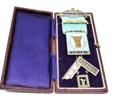 Boxed silver masonic jewel corinthian lodge