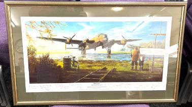 Framed aircraft signed "first light" 30 inches wide 20 inches tall
