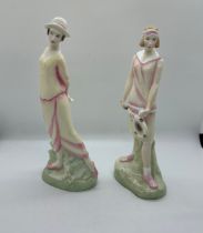 Two vintage Royal Doulton figures ' Emily' HN 3808 and ' Eliza' HN 3800 - tallest measures 10 inches